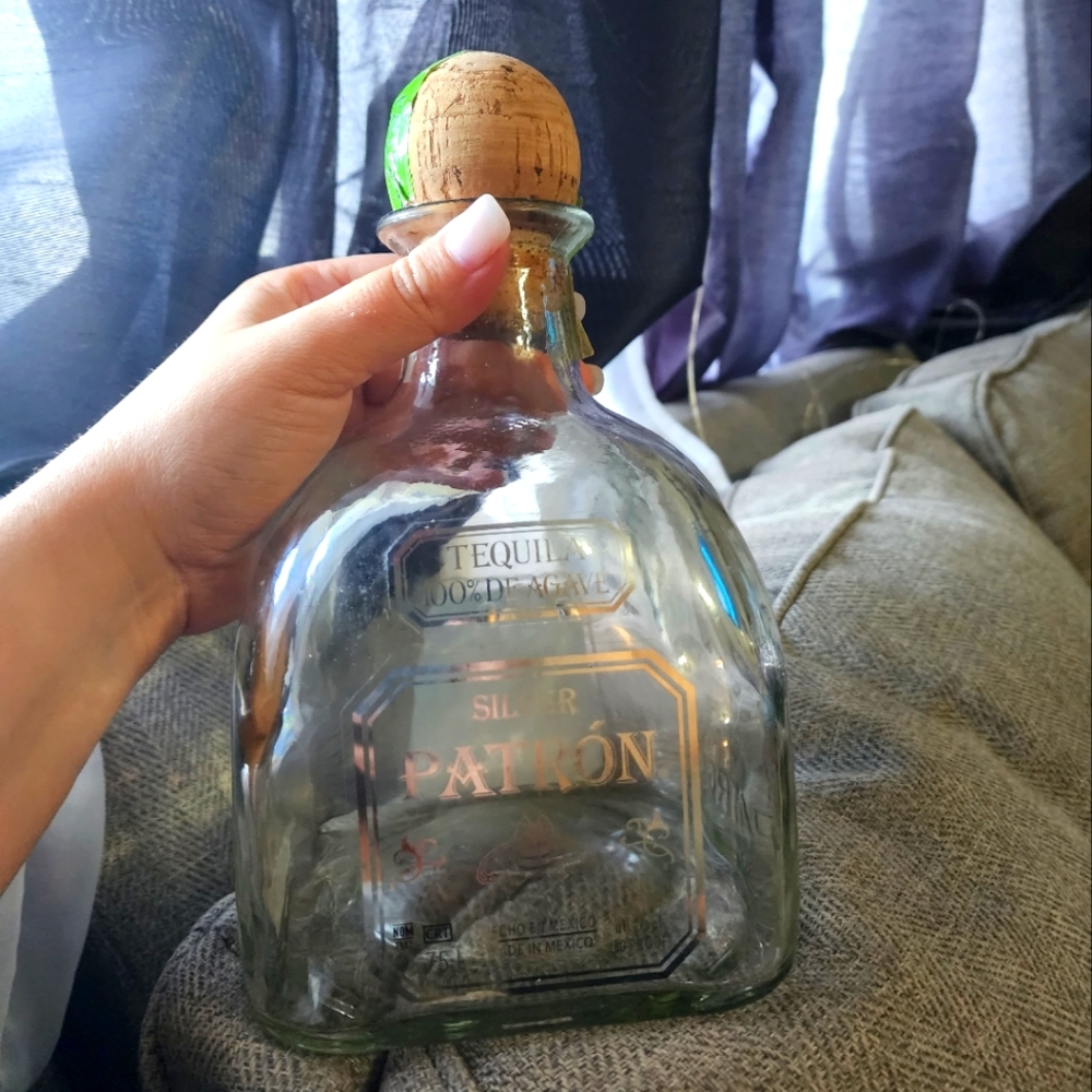 Empty 1.75L Patron Glass Bottle